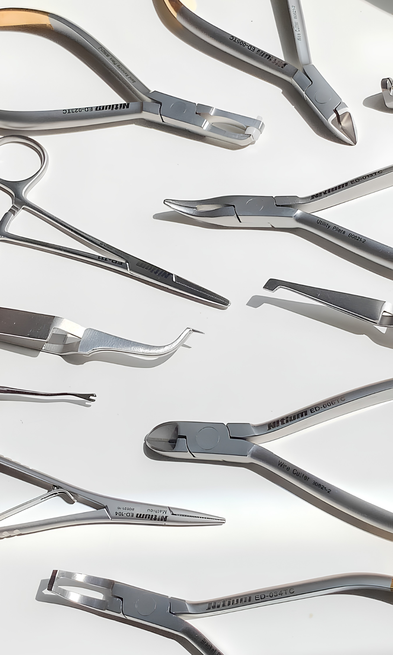 Freshly sharpened orthodontic instruments